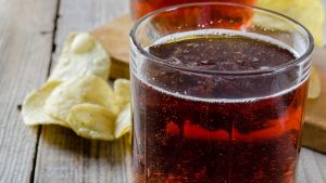 Glass of dark amber beer