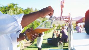 Serving beer at wedding