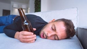 Tired after drinking beer