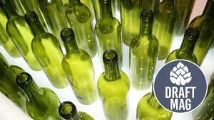 Green bottles lined up