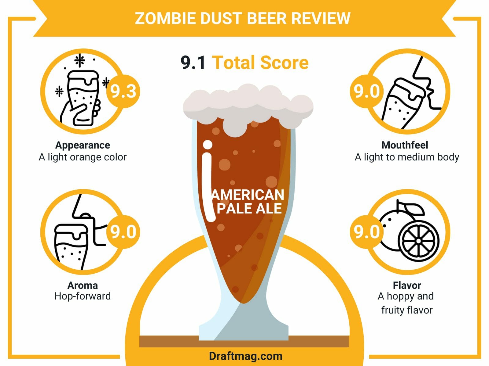 Zombie dust beer review infographic