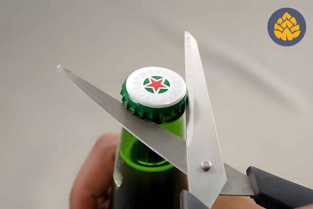 how to open beer bottle - scissors