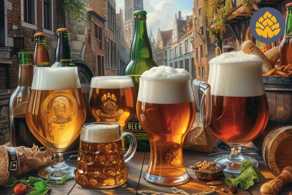Belgian Beer Styles glasses in city