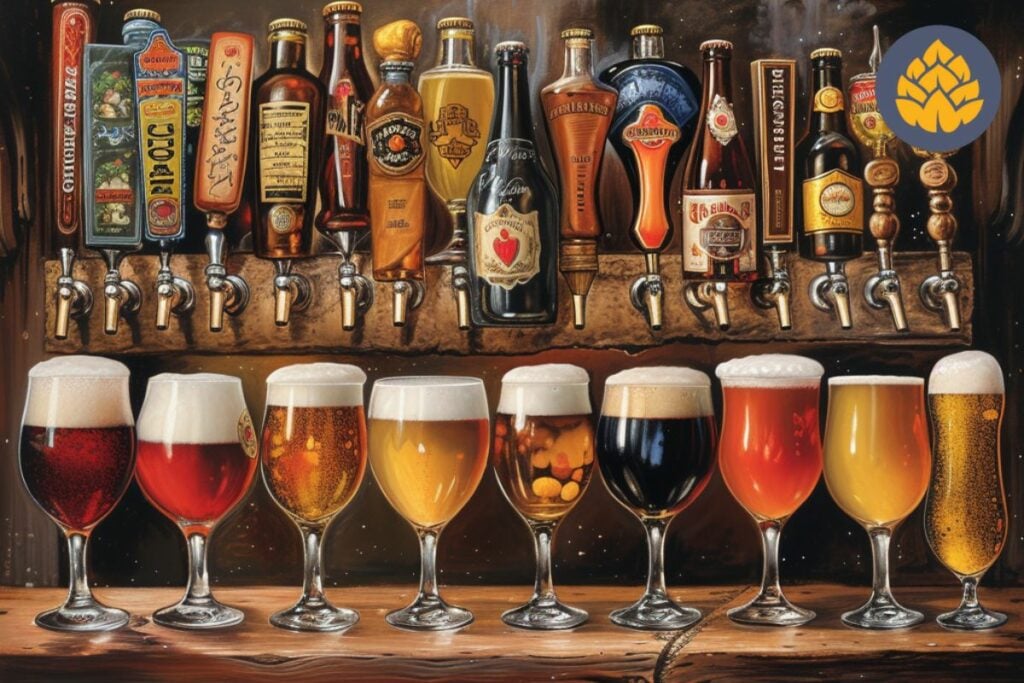 Belgian Beer Styles glasses in bar